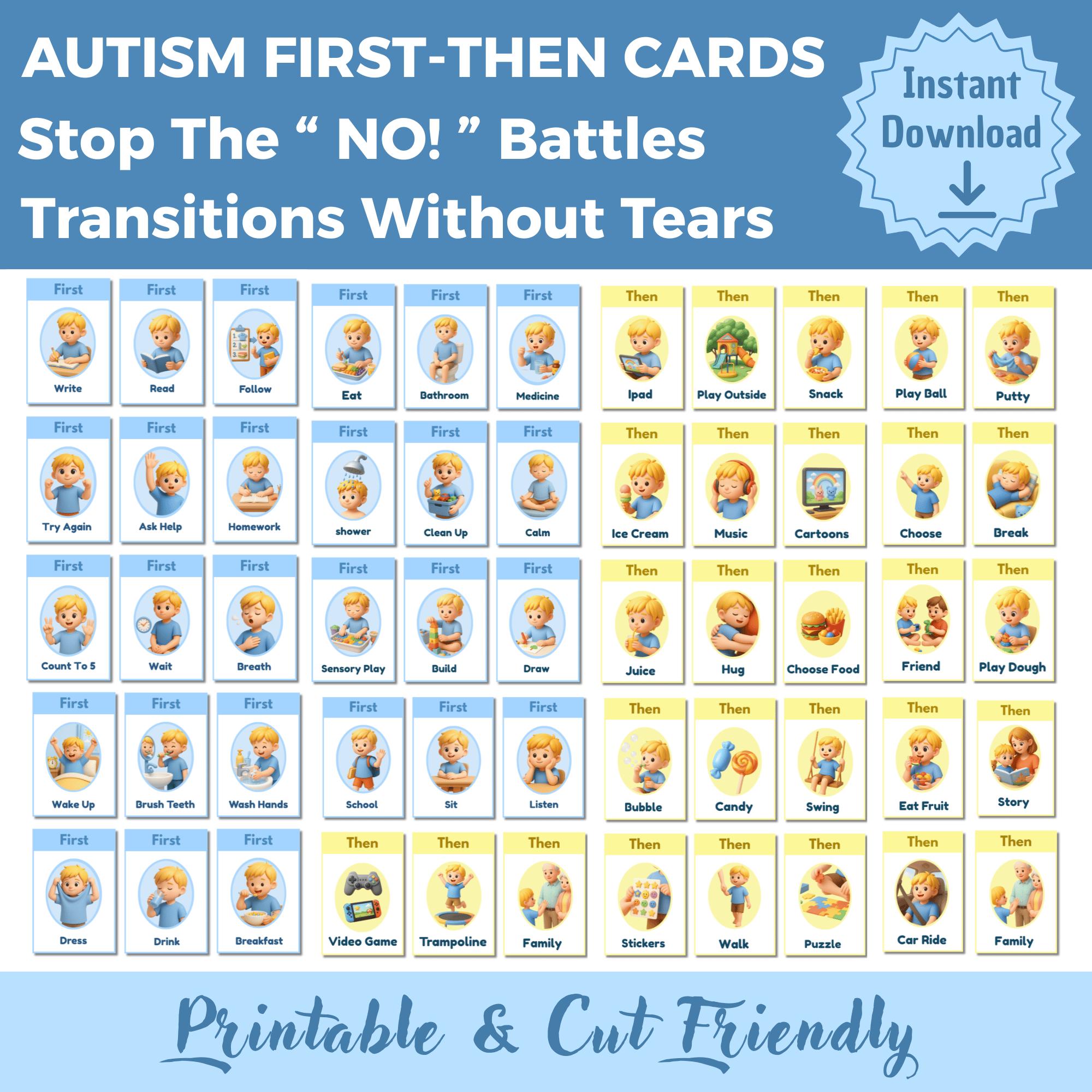 Autistic Visual Cards.pdf Autism First Then Cards | Visual Support | Routines and Transitions ...