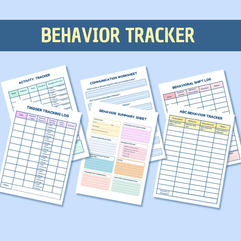 Autism Care Progress Planner: Visual Cards, Behavior Tracker (Printable & Digital) image 7