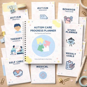 Autism Care Progress Planner: Visual Cards, Behavior Tracker (Printable & Digital) image 2