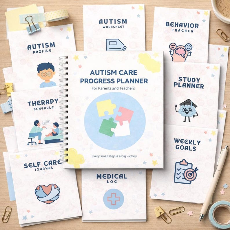 Autism Care Progress Planner: Visual Cards, Behavior Tracker (Printable & Digital) image 2