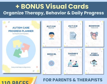 Autism Care Progress Planner: Visual Cards, Behavior Tracker (Printable & Digital)