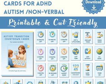Autismus & ADHS Countdown-Karten – Visueller Timer (druckbare PDF)