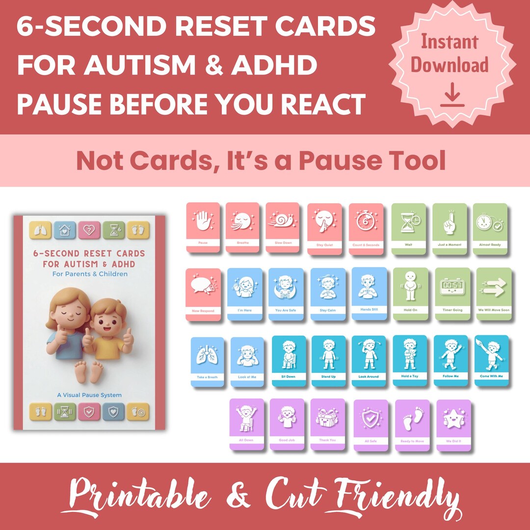 6-second Reset Cards for Autism & ADHD | Calm Meltdown Prevention ...