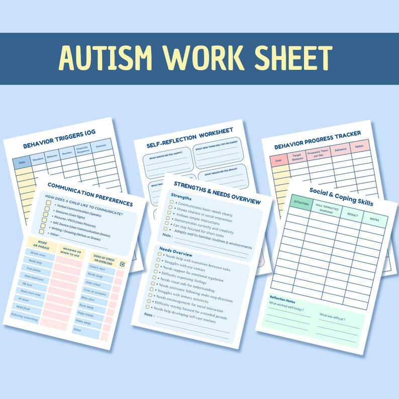 Autism Care Progress Planner: Visual Cards, Behavior Tracker (Printable & Digital) image 6