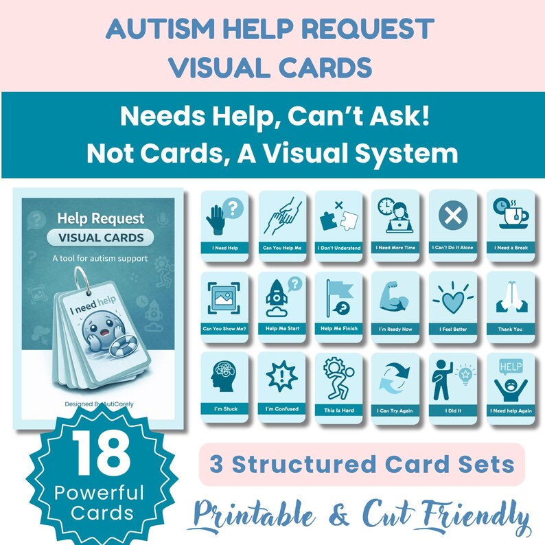 Autism Help Request Cards | Visual Communication, Reduce Meltdowns ...