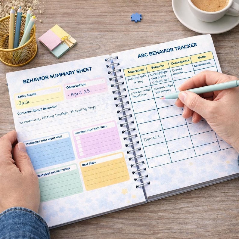 Autism Care Progress Planner: Visual Cards, Behavior Tracker (Printable & Digital) image 8