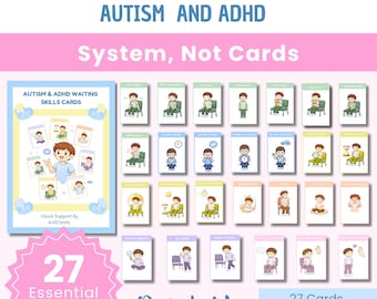Cartes d'attente visuelles pour autisme | Système d'attente visuel pour enfants autistes | Supports visuels imprimables pour l'autisme | Outil Besoins spéciaux