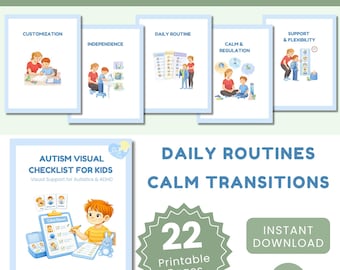 Liste de contrôle visuelle de l'autisme pour les enfants | Programme visuel de routine quotidienne | Outil de régulation du calme et des émotions | PDF imprimable