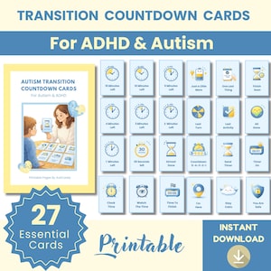 Autism & ADHD Transition Countdown Cards – Visual Timer (Printable PDF)