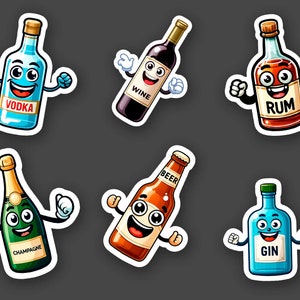 12 Stück - Lustige Sticker Getränke