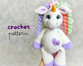 Unicorn crochet PATTERN Plush unicorn amigurumi