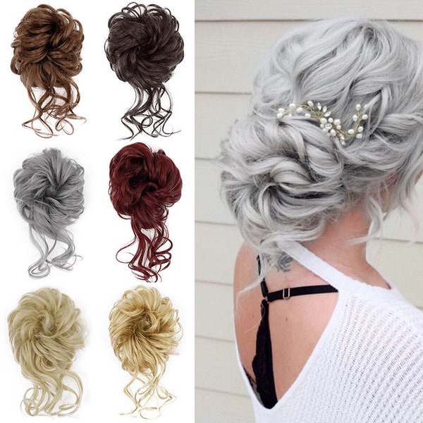 TocThe Synthetic Messy Bun Fake Hair Curly Donut Scrunchie Chignon Updo Hairpieces Bands Bundle Tail Elastic Blonde Hair For Women