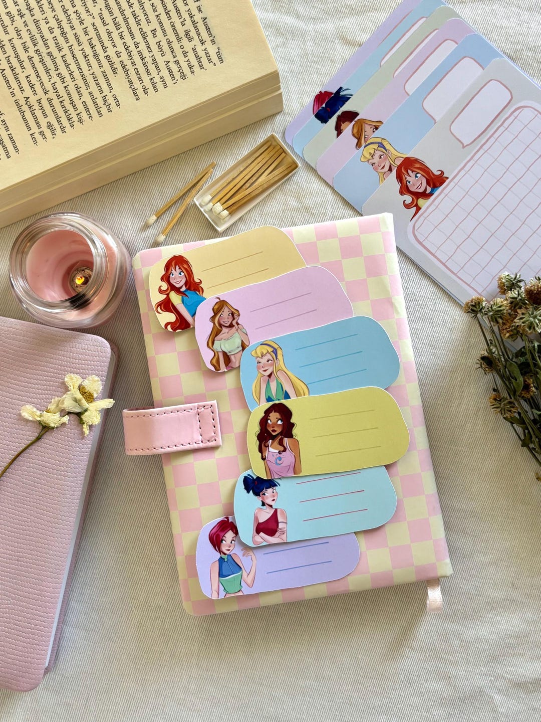 Character Label & Sticker Set- 6 Designs + Matching Notepads (3 Each ...
