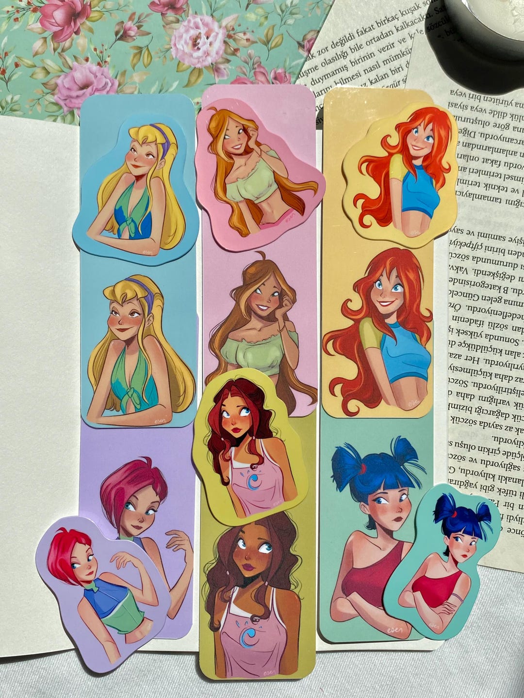 Winx Club – Sticker & Bookmark Set | 6 Bookmarks 6x2 Stickers | Hand ...