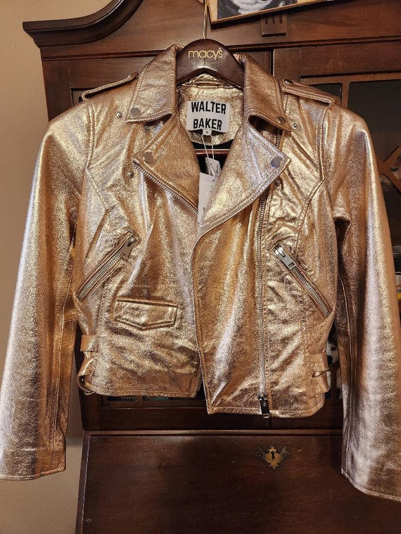 Walter Baker Liz Jacket Gold Moto Lamb Leather Jac