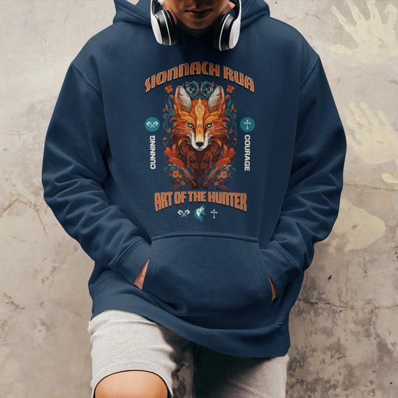 Irish Celtic Fox Hoodie Premium Mens Organic Cotton Sweatshirt Celtic Totem Design Irish Gift for Him Unique Ireland Fashion Style Etsy