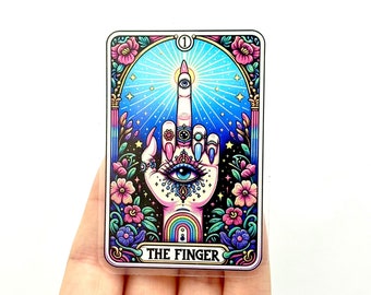 The Finger Tarot Card Sticker: Sarcastic Witch Vinyl Sticker