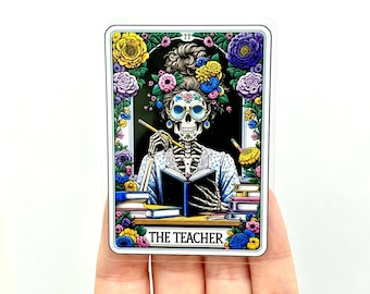 Sticker pour carte de tarot Le professeur : vinyle autocollant squelette