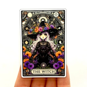 Adesivo de cartas de tarô da bruxa, adesivos mágicos, adesivo de vinil colorido de bruxa