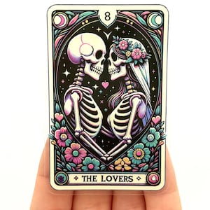 The Lovers Tarot-Aufkleber verliebte Skelette Vinyl-Aufkleber Witchy Vibes Lovers Gothic Tarot Aufkleber