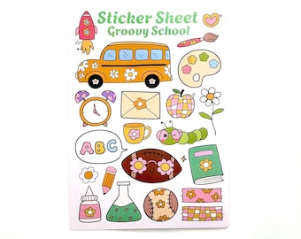 Hoja de pegatinas escolares geniales: pegatinas retro de profesores