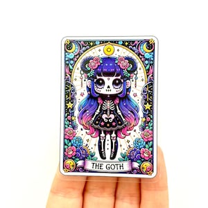 La pegatina gótica de la tarjeta del Tarot, calcomanía de botella de agua, pegatinas de vinilo de esqueleto gótico, pegatinas coloridas populares de moda