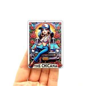 Der Chicana Tarot-Kartenaufkleber Lustige Mexicana Sublimationsaufkleber Spanische Loteria Chingona Lateinische Cholaaufkleber