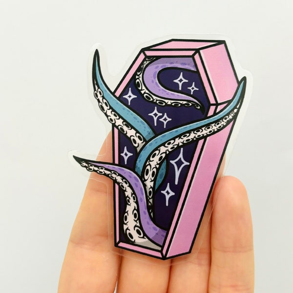 Tentáculo ataúd pegatina lindas pegatinas espeluznantes diario pegatinas de vinilo gótico pegatinas pastel pegatinas