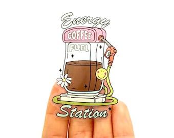 Energy Coffee Station Vinyl Sticker: Waterproof Caffeinated Decal
