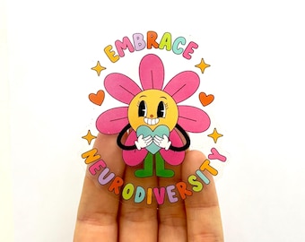 Neurodiversity Flower Sticker: Mental Health Awareness, Clear Vinyl