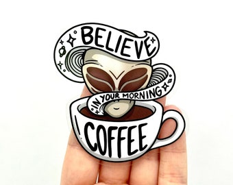 Adesivo in vinile con alieno del caffè: decalcomania spaziale della galassia