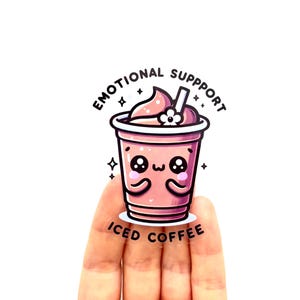Emotional support coffee Caffeinated sticker Coffee vinyl sticker Design coffee stickers