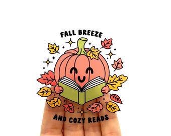 Boekenachtige pompoensticker leesgrage sticker herfststicker Leuke spooklezingstickers Boekstickers Sticker boekliefhebber