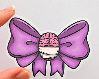 Zombie Brain Bow Sticker: Glossy Vinyl Decal