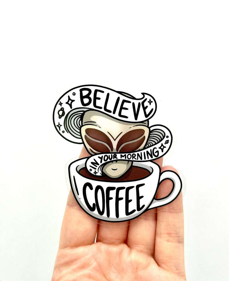 Coffee Alien Vinyl Sticker: Galaxy Space Decal - Etsy