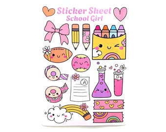 Hoja de pegatinas escolares: Regreso a clases, Maestros, Educación - Vinilo brillante