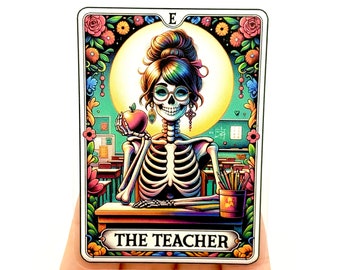 Sticker carte de tarot professeur : vinyle autocollant squelette