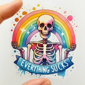 Alles Sucks Skeleton Sticker: Sarkastischer Vinyl-Aufkleber