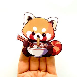 Adesivo panda rosso adesivi carini adesivi ramen adesivi noodles adesivi panda rosso cucciolo carino