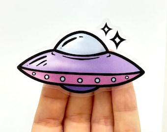 UFOビニールステッカー：光沢のあるエイリアン宇宙船デカール