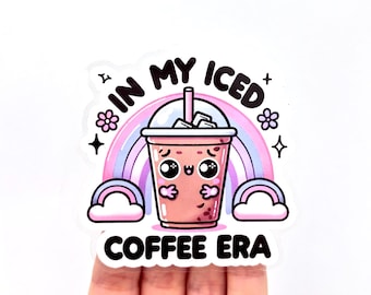 Iced Coffee Vinyl Sticker: Caffeinated Design, Glossy Finish