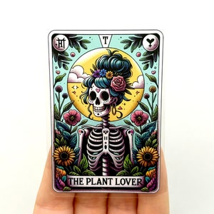 L'amoureux des plantes Sticker carte de tarot jardinage propagation Stickers vinyle squelette Cool populaire tendance Stickers colorés