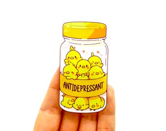 Kawaii Anka Antidepressiva Klistermärke: Tecknad Psykisk Hälsomedvetenhet