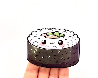 Sushi Rolle Aufkleber: Japanisches Essen, glänzendes Vinyl