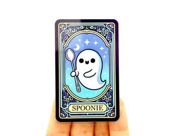 Spoonie Ghost Tarot Card Sticker - Chronic Illness Mental Health