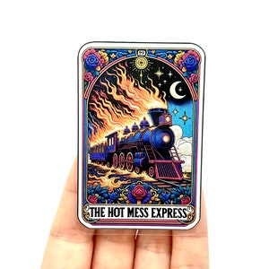 Hot Mess Express Tarot-Aufkleber Lustiges Zitat Mom Aufkleber sarkastische Tarot Coole Beliebte Mom Humor Vinyl Aufkleber