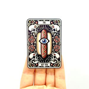 De hotdog Tarotkaartsticker Sarcastisch skelet vinylstickers voedselstickers Cool Populair Trendy Kleurrijke stickers:
