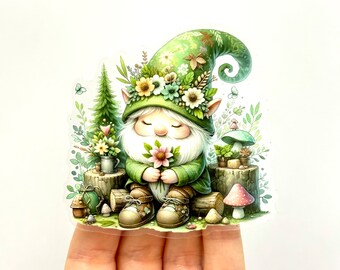 Forest Gnome Sticker: Garden Woodland Vinyl Decal (3 inch)