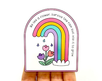 Adesivi "Sii come un fiore" Adesivi per la gentilezza verso se stessi, affermazione positiva, salute mentale