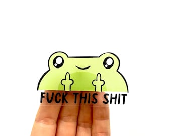 Funny Frog Vinyl Sticker: Trendy Retro Laptop Decal